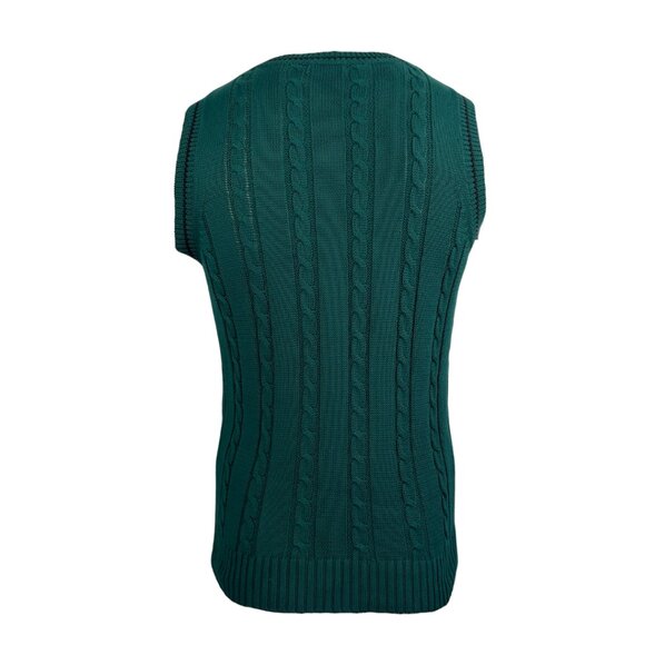 Green Cable Knit Sleeveless Sweater - Picture 2 of 5